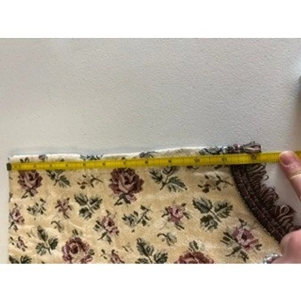Vintage Floral Rose Tapestry Valance Scalloped Window Treatment Cottagecore